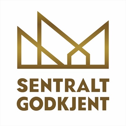 Godkjenningsmerket Sentralt godkjent fra Direktoratet for byggkvalitet